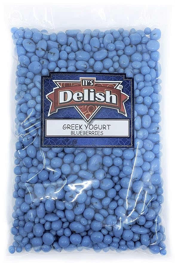 Greek Yogurt Covered Blueberries by It's Delish 3 lbs Bulk Bag – Scrumptious &amp Nutritious Yogurt Coated Dried Blueberries – Sweet Snacking and Bulk Party Treats – USA Made Kosher OU Dairy