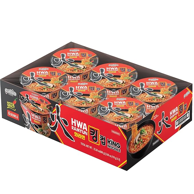 Paldo HWA Ramen Instant Noodles-Spicy King Cup 3.88 Ounce (Pack of 6)