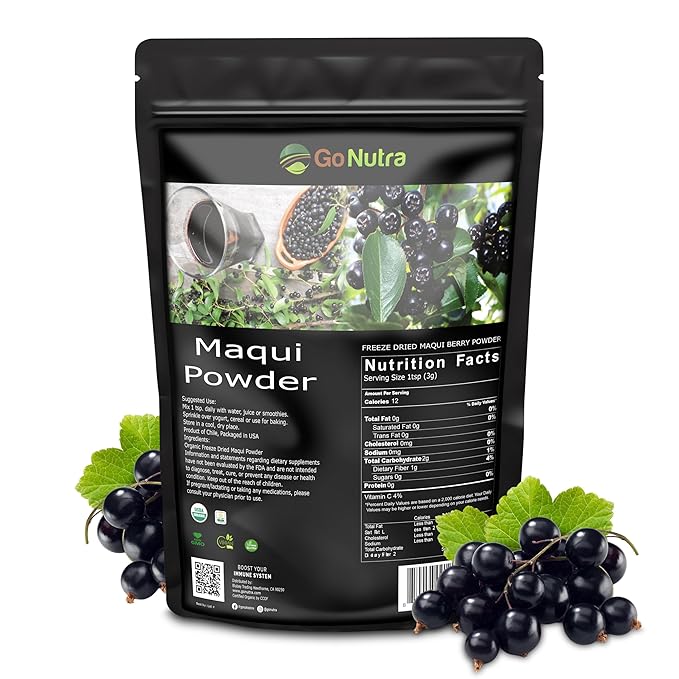 Go Nutra Organic Maqui Berry Powder | Maqui Superfood Freeze-Dried for Nutrition &amp Flavor | Chile Grown | Antioxidants &amp Polyphenols | Non-GMO &amp Gluten Free | 100% Natural | 16 ounce (1 lb