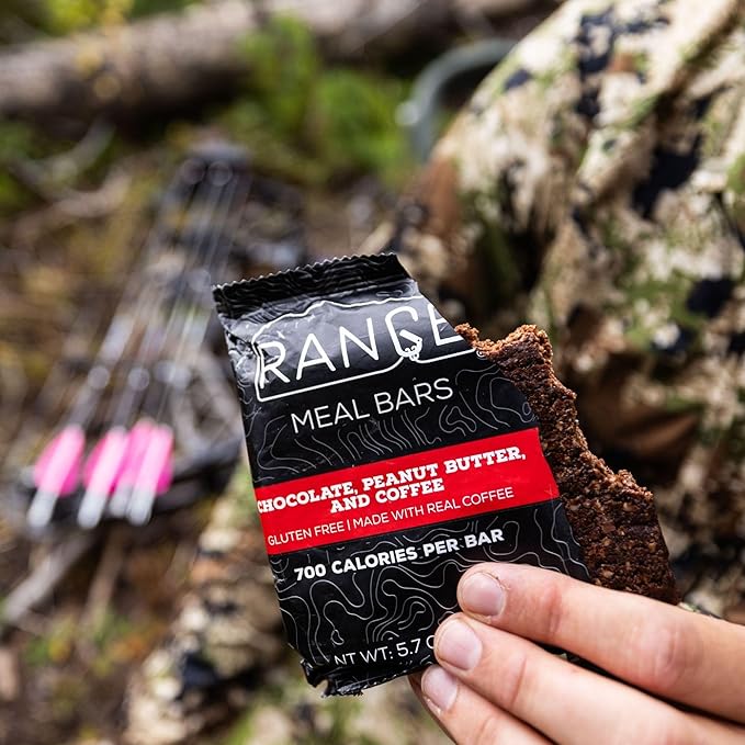 Range Meal Bar - High Calorie Meal Replacement Bars - Gluten Free Bars - Backpacking Meals - 6 Pack (Chocolate Peanut Butter and Coffee)