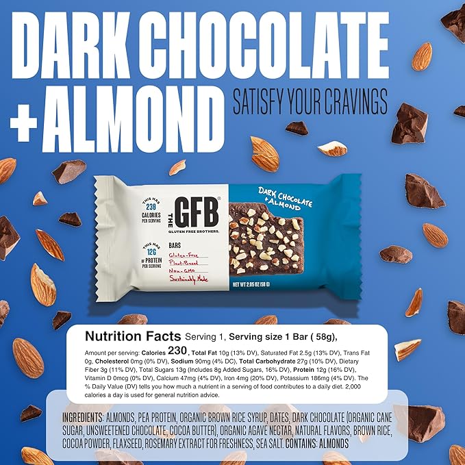 The GFB Variety Pack Protein Bars - Gluten Free Plant Based Non GMO Sustainably Made – Ridiculously Tasty Healthy Vegan Nutrition Snack Protein Bars 2.05 oz (10 Count)