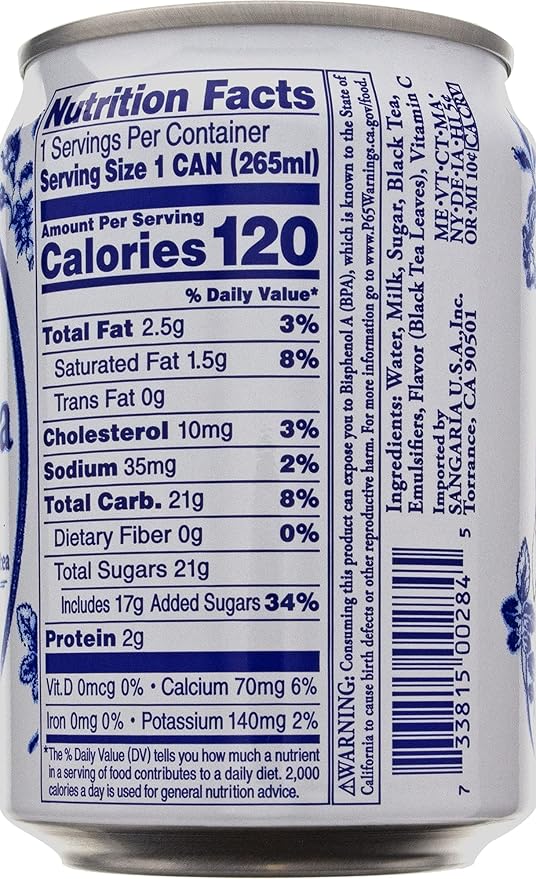 SANGARIA Royal Milk Tea 8.96 Fluid Ounce (Pack of 24)