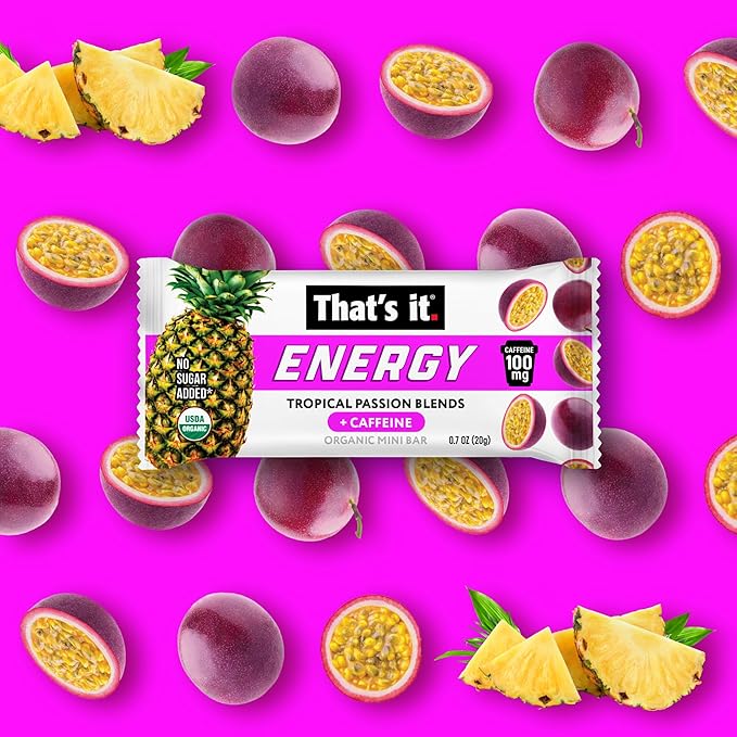 That's it. Tropical Passion Energy Mini Bars | 100mg Natural Caffeine |Pineapple Passionfruit| Allergy-Friendly Nut Free Organic Non-GMO Gluten-Free Snacks | 15 Count