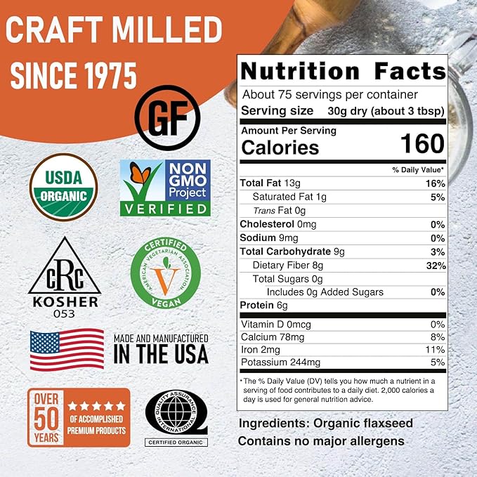 Great River Milling Golden Flaxseed | Whole Golden Flax Seeds | Naturally Gluten Free Non-GMO Vegan Kosher | Flaxseed for Baking Smoothies Oatmeal Cereals &amp Clean Plant-Based Nutrition | 5 L