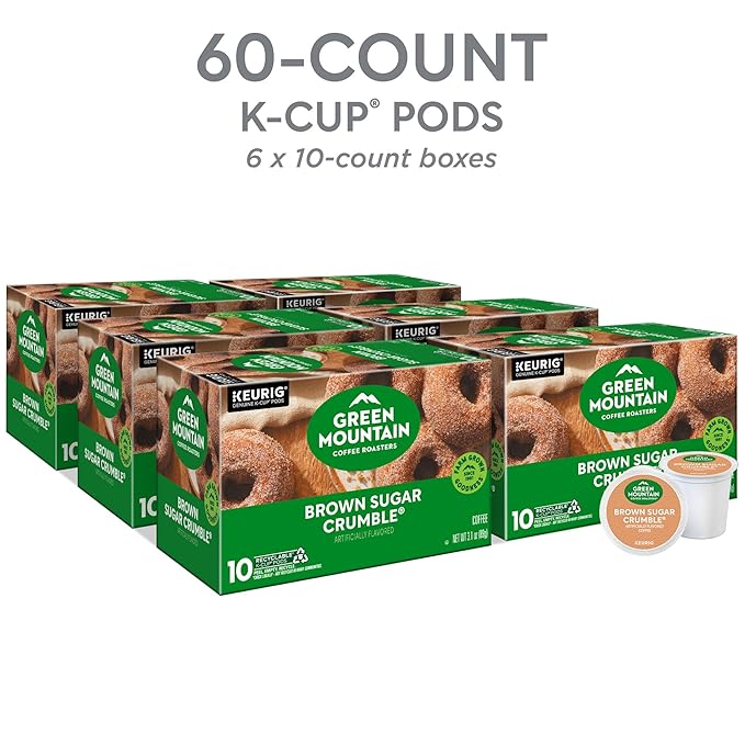 Green Mountain Coffee Roasters Brown Sugar Crumble Keurig Single-Serve K-Cup pods Medium Roast Coffee 60 Count (6 Packs of 10)