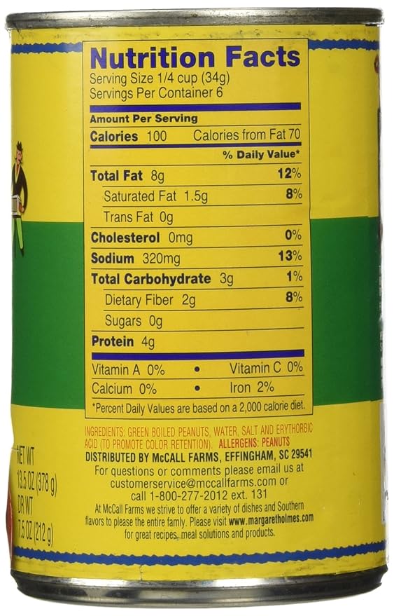 Margaret Holmes Green Boiled Peanuts 13.5oz Cans (Pack of 12)