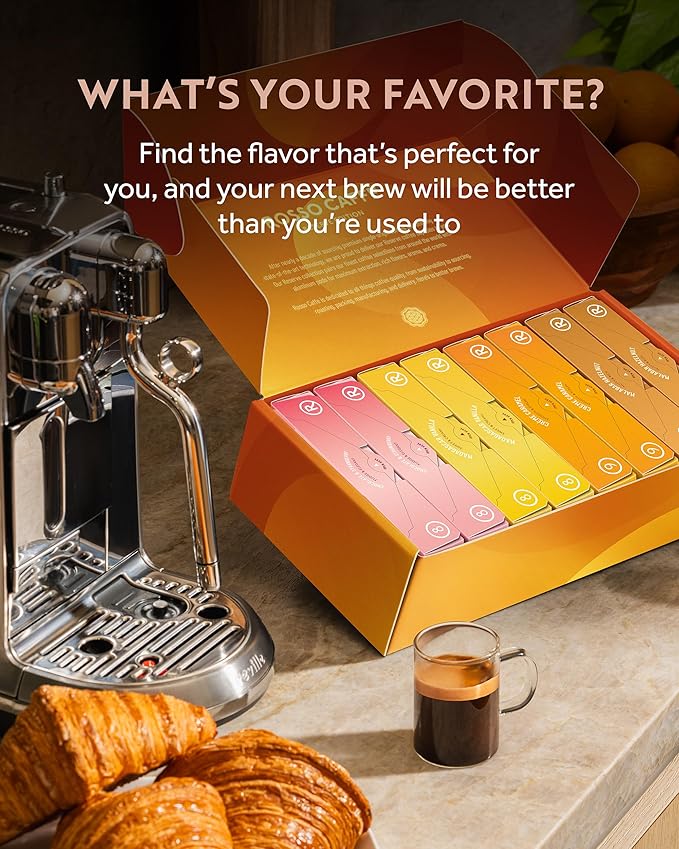ROSSO CAFFÈ Espresso Coffee Pods for Nespresso Original Machines - 80 Capsules Flavored Pack 4 Rich and Balanced Flavors (Chocolate Vanilla Crème Caramel Hazelnut) - Made in Italy
