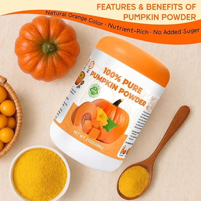 21OZ Natural Canned Pumpkin Powder - 100% Pure Vegetable Powder No Added Sugar &amp High in Fibre Pumpkin for Juice Smoothie Baking Pie Soup