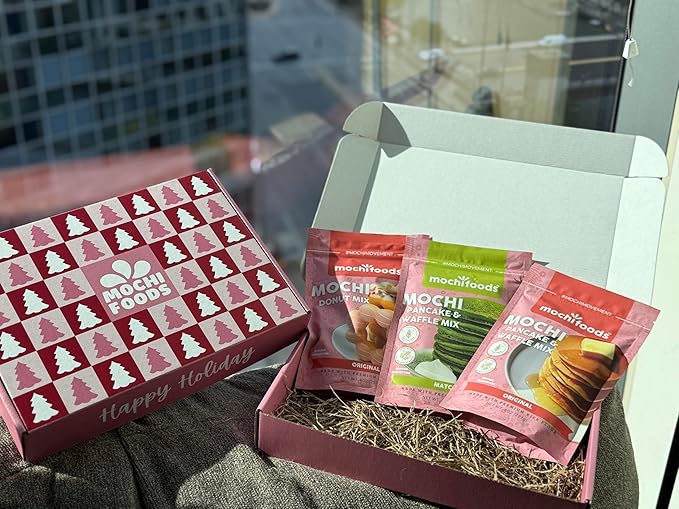 Mochi Foods Holiday Gift Set Premium Rice Flour Baking Mix Collection with Mochi Donut Mix Original Mochi Pancake Mix Matcha Mochi Pancake Mix 8 oz Packages