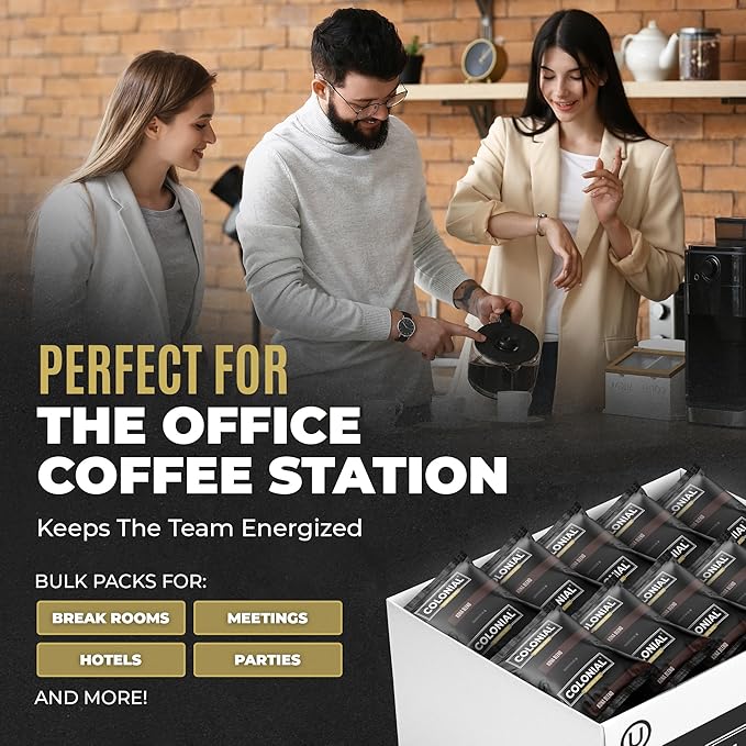 Colonial Coffee 12 Count Single Pot Coffee Packets – Assorted Variety Pack Medium &amp Dark Roast Blends | Pre-Measured Frac Packs for 12 Cup Maker | Bulk Ground Gourmet Coffee for Home &amp Office
