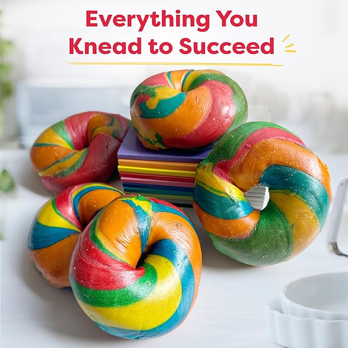 Baketivity Rainbow Bagel &amp Pretzel Baking Kit Bundle for Kids – Fun DIY Cooking Set with Pre-Measured Kosher Ingredients Illustrated Recipes Video Guide &amp STEM Lessons – Ages 6-12+