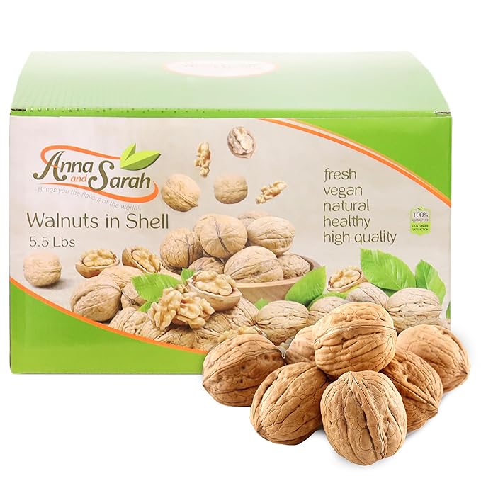 Anna and Sarah Walnuts in Shell Jumbo Fresh Buttery Taste Easy to Crack California Chandler Natural Shells Not Bleached 5.5 Lbs