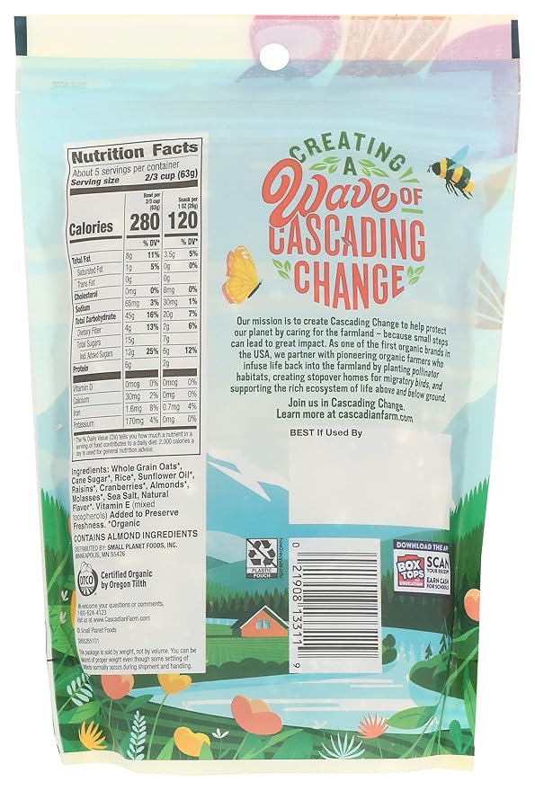 Cascadian Farm Organic Fruit And Nut Granola Non GMO 11 Ounces (Pack Of 4)