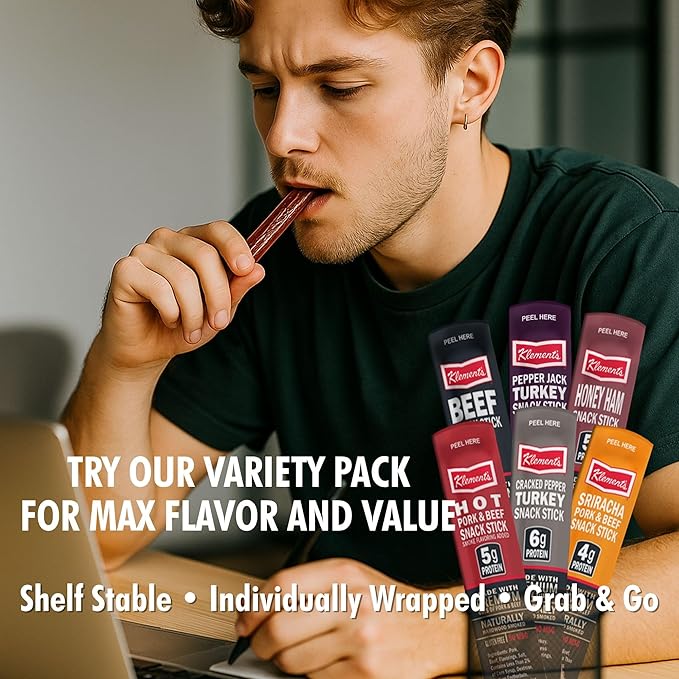 Jerky.com Cracked Pepper Turkey Snack Sticks 26 Pack (24 + 2 Bonus) | 6g Protein 90 Calories Gluten-Free Individually Wrapped Keto Friendly Low Carb Snack | Naturally Hardwood Smoked Jerky Meat S