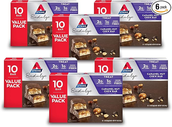 Atkins Endulge Treat Caramel Nut Chew bar 60Count (Value Pack)