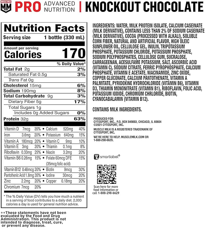 Muscle Milk Pro Series Protein Powder SupplementKnockout Chocolate2 Pound &amp Pro Advanced Nutrition Protein Shake Knockout Chocolate 11.16 Fl Oz (Pack of 12)