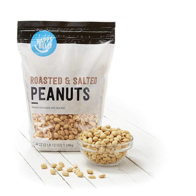 Amazon Brand Happy Belly Whole Raw Almonds (48 Ounce) and Roasted and Salted Peanuts (44 Ounce)