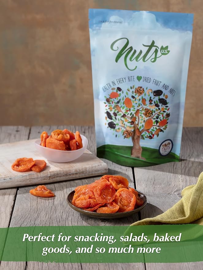 NUTS U.S. - California Sun Dried Fancy Apricots | Juicy and Tangy Flavor | No Sugar or Color Added | Gluten Free and NON-GMO | Apricots In Resealable Bags (4 LBS)