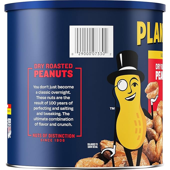 Planters Dry Roasted Peanuts 52 oz Canister (Pack of 2)