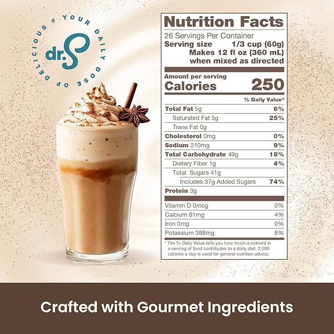 Dr. Smoothie Café Essentials Spiced Chai – No Artificial Colors Flavors or Sweeteners – Shelf Stable – 116mg of Caffeine per Serving – Great for Hot Iced &amp Frozen Frappes (3.5 lb Bag 26 Servi