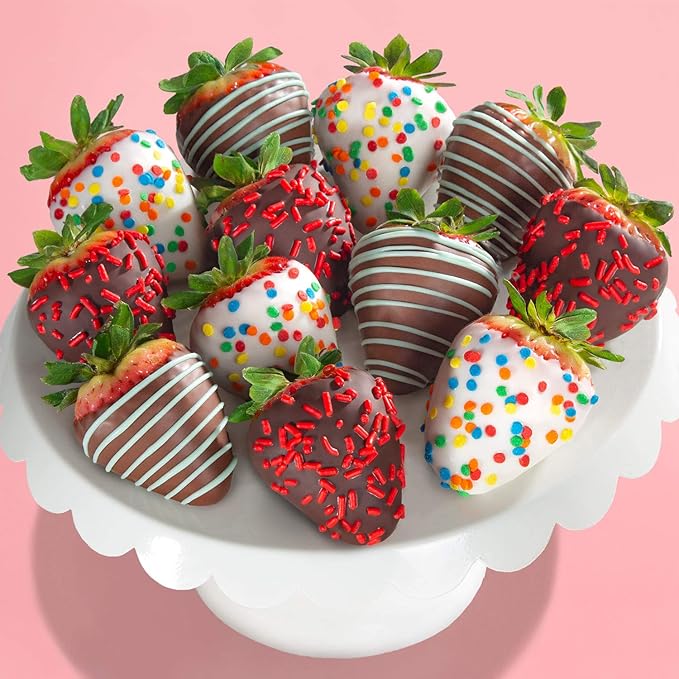 A Gift Inside Happy Birthday Chocolate Dipped Strawberries - 12 Berries