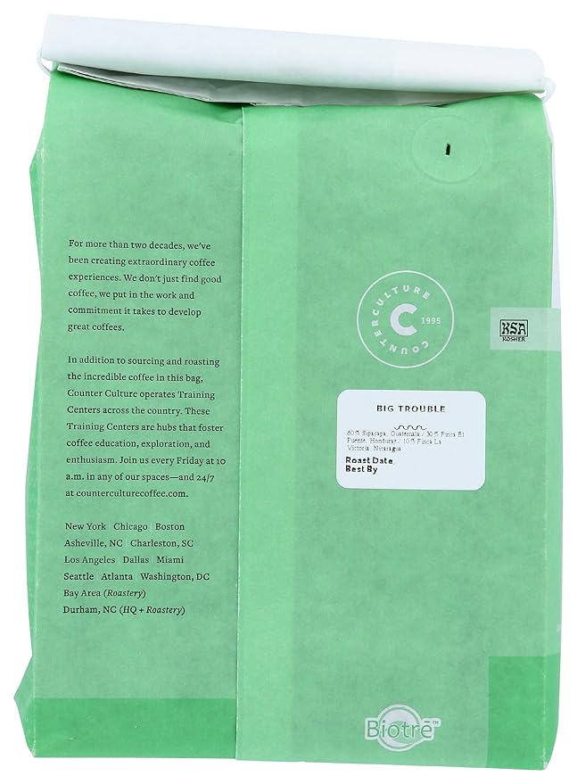 COUNTER CULTURE COFFEE Big Trouble Blend Whole Bean Coffee 24 OZ