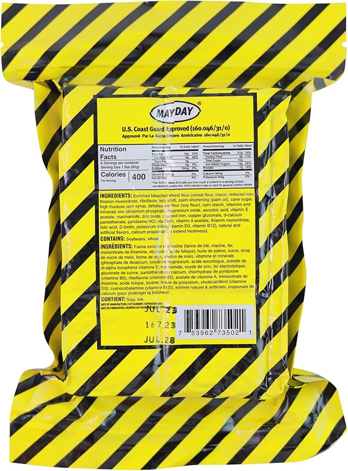 Mayday Emergency Food Bars 2400 Calorie Meal Replacement Bars 5 Year Shelf Life Nutrient Dense Food Rations for Disaster Preparedness Earthquake Fire Flood Leak-Proof Pouches Highly Storable an