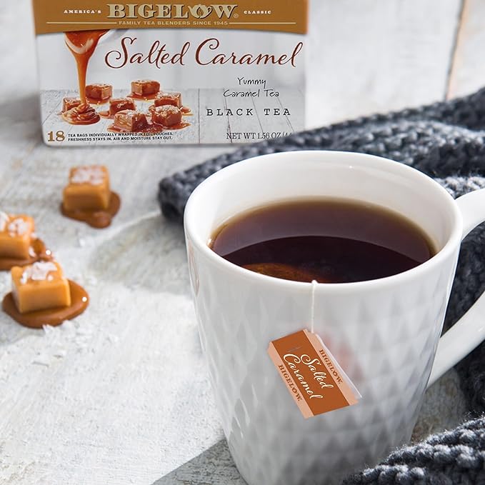 Bigelow Tea Salted Caramel Black Tea Caffeinated Tea with Caramel and Salt Holiday and Christmas Tea 18 Count Box (Pack of 6) 108 Total Tea Bags