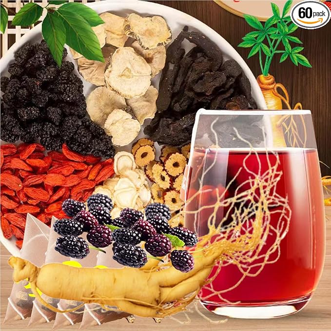 Panax &amp Mulberry Herbal Tea Ginseng &amp Mulberry Herbal Tea Kidney Teas Formula Treasure Kidney Cleanse and Wolfberry For Women &amp Men (40bag)