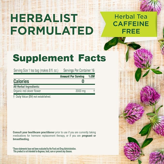 Traditional Medicinals Organic Red Clover Herbal Tea 16 Count (Pack of 6)