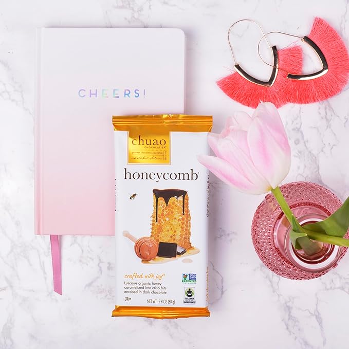 Chuao Chocolatier Honeycomb Gourmet Dark Chocolate Bars | No Preservatives | For Gift Baskets Christmas Birthday| 12 Ct