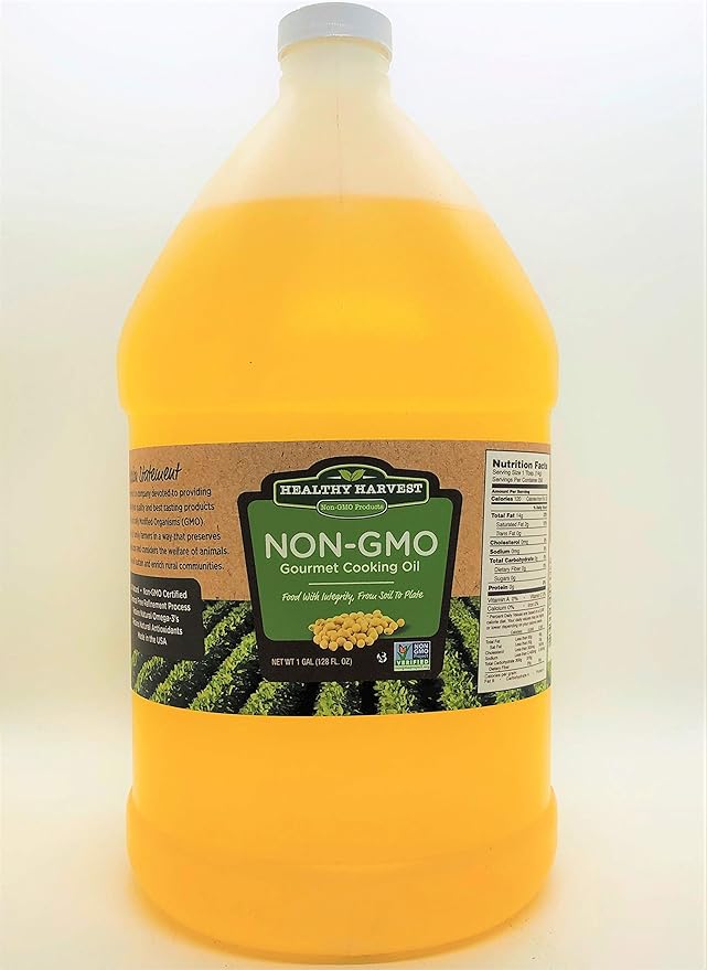 Healthy Harvest Non-GMO Gourmet Soybean Cooking Oil - Healthy Cooking Oil for Cooking Baking Frying &amp More - Naturally Processed to Retain Natural Antioxidants {One Gallon - 128 oz.}