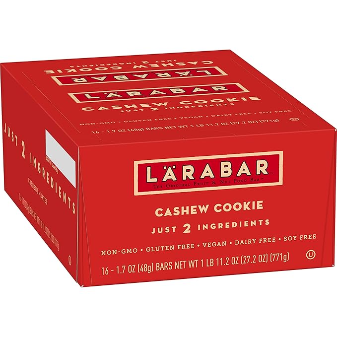 LÄRABAR Pecan Pie (16 Ct) and Cashew Cookie (16 Ct) Gluten Free Vegan Fruit &amp Nut Bars