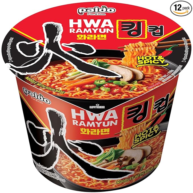 Paldo King Noodle Hot and Spicy Flavor Bowl 110g(Pack of 12)