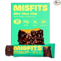 Misfits Vegan Protein Bars - Mint Chocolate Chip | Nutrition Bars - 15g Protein 1g Sugar Plant-based Low Carb Non-GMO Gluten Free Snacks | Pack of 12