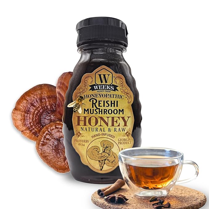 Weeks Honey Farm Honeyopathic™ Honey - Infused Supplements (24 oz Reishi Mushroom) (24 oz (3 pack 8 oz) Reishi Mushroom)