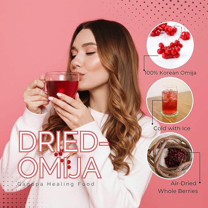 GAGOPA Dried Schisandra Berries (Omija) – 100% Korean Five Flavor Berry Tart &amp Refreshing Herbal Tea Ingredient Caffeine-Free 100g Pack