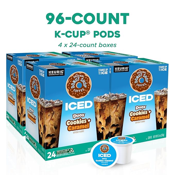 The Original Donut Shop Iced Duos Cookies + Caramel Coffee Keurig Single Serve K-Cup Pods 24 count