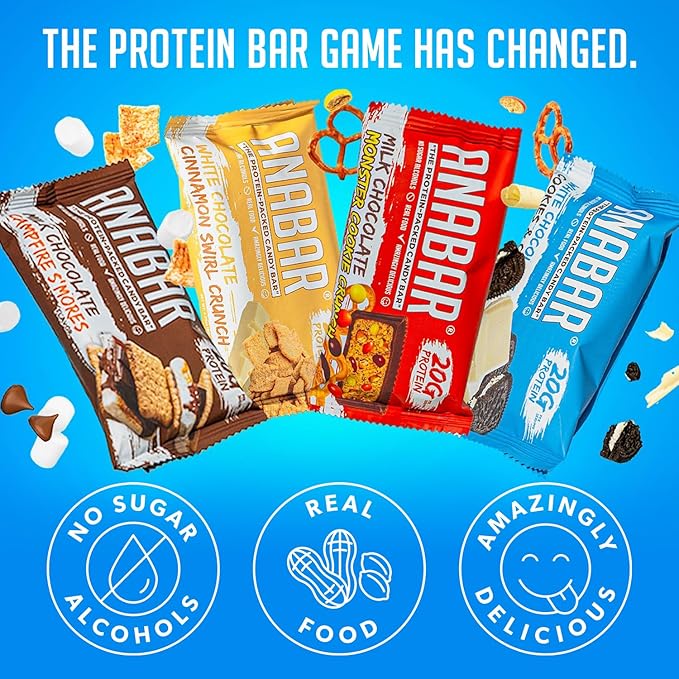 Anabar Protein Bar Whole Food Performance Amazing Tasting Real Food No Fillers 21 Grams of (12 Bars White Chocolate Fruity Cereal Crunch)