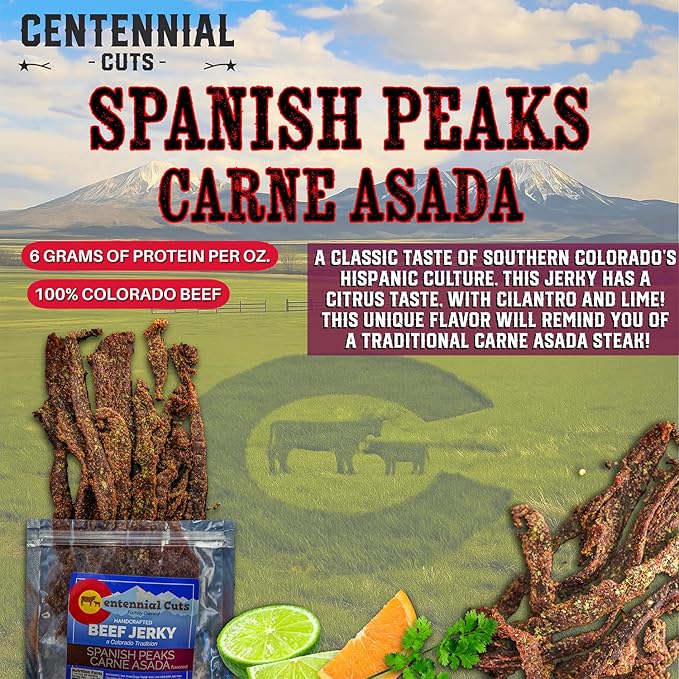 Centennial Cuts Beef Jerky – Spanish Peaks Carne Asada High Protein 7 oz Snack