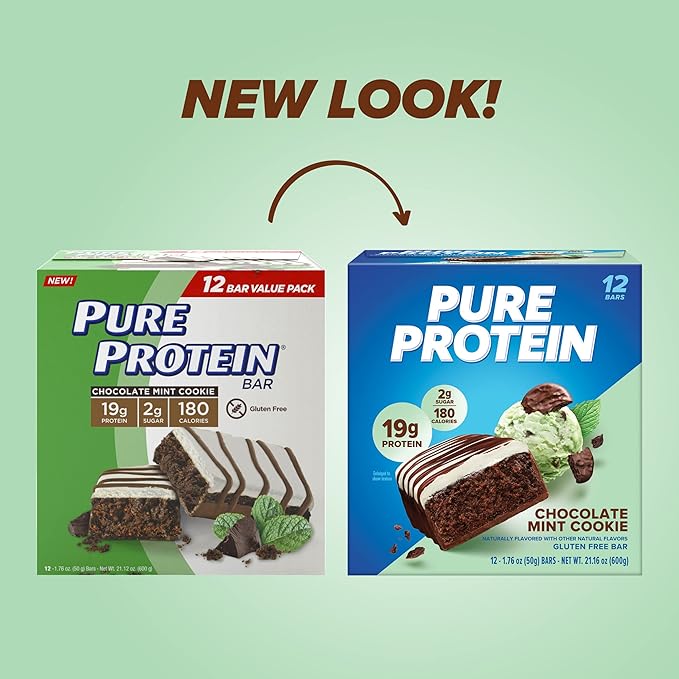 Quest Nutrition Mint Chocolate Chunk Protein Bars 12 Count and Pure Protein Chocolate Mint Cookie Protein Bars 12 Count Bundle