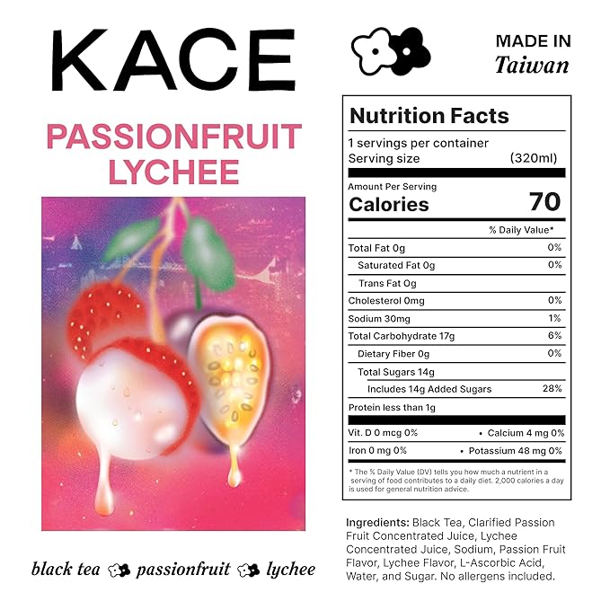 Passionfruit Black Iced Tea Tropical Blend with Sweet Lychee and Tangy Passionfruit Refreshing Earthy and Aromatic IceTea Beverage Inspired by Taiwan Night Markets - 12-Pack of 320ml