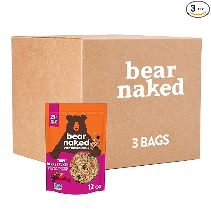 Bear Naked Granola Cereal Whole Grain Granola Breakfast Snacks Mega Pack Triple Berry Crunch (3 Bags)