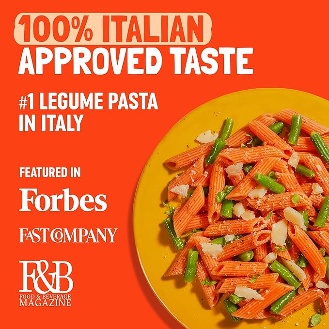 Felicia Gluten Free Pasta Red Lentil Penne 26G Protein per Serving Organic High Protein and Fiber Noodles Designed in Italy Plant Based Made From 100% Lentils Non GMO 8.8 Oz 6 Boxes