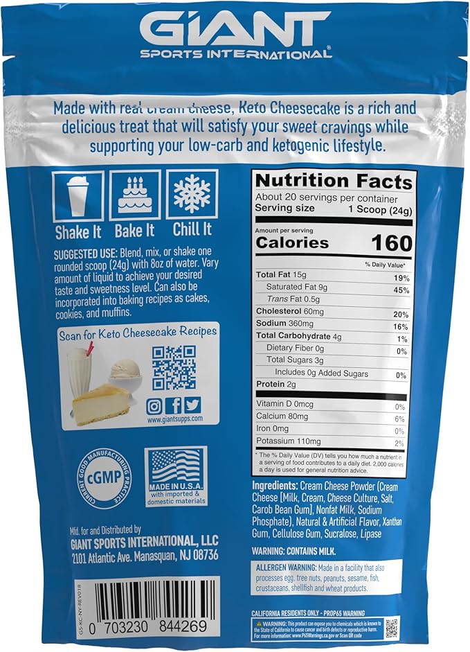 Giant Sports Keto Cheesecake Mix Bundle - Ketogenic Low Carb Powder Mix - 20 Servings