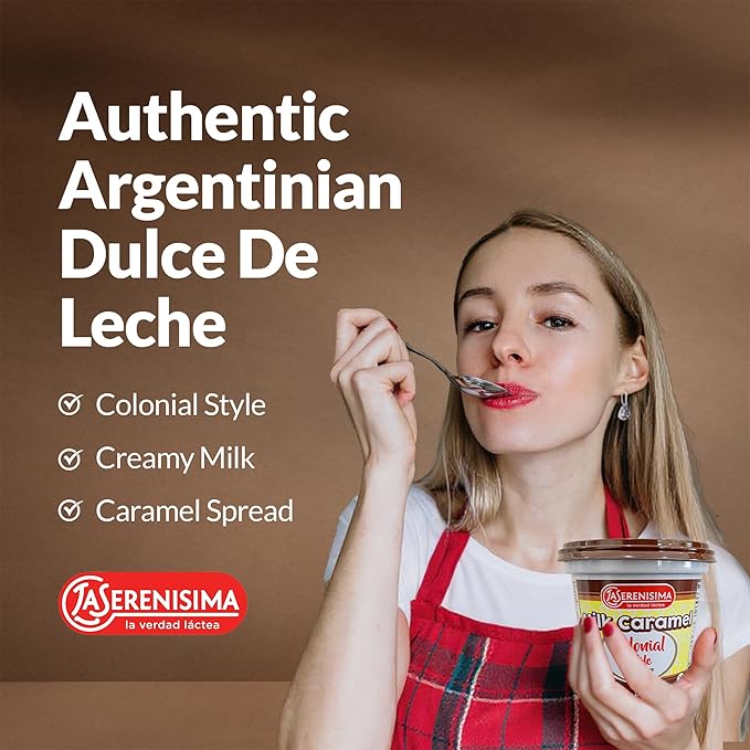La Serenísima Dulce de Leche - Authentic Milk Caramel Spread from Argentina - Gluten-Free Creamy Caramel Sauce for Baking Desserts - Rich Flavor for Pancakes Waffles - 14.1 Ounce (Pack of 4)