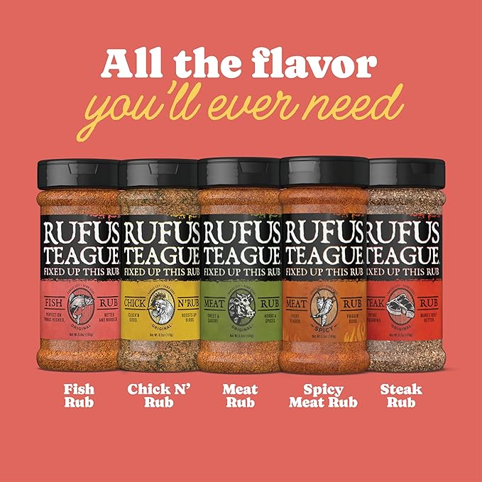 Rufus Teague Steak Rub 6 Pack Premium Barbecue Seasoning &amp Dry Rub for Smoking and Grilling Award-Winning Flavor for Steaks Burgers &amp More Gluten-Free 6.2 oz
