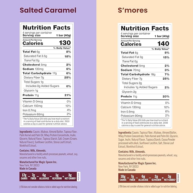Magic Spoon Treats - 16 High Protein Bars: 8 Salted Caramel &amp 8 Smores - High Protein Gluten Free Snack - Sugar &amp Gluten Free Protein Cereal Bar - Low Carb Keto Friendly - Healthy Snacks