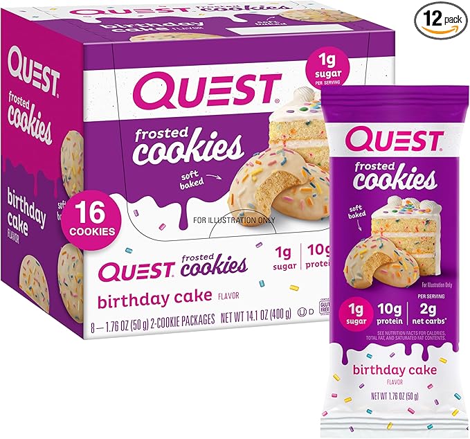 Quest Nutrition Lemon Cake Protein Bars 12 Count &amp Frosted Cookies Birthday Cake Twin Pack High Protein Low Carb Gluten Free