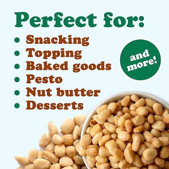 Food to Live Dry Roasted Pine Nuts 2 Pounds – Naturally Tasty and Crunchy Nutritious and Delicious Perfect for Cooking Baking and Snacking Vegan Kosher Bulk